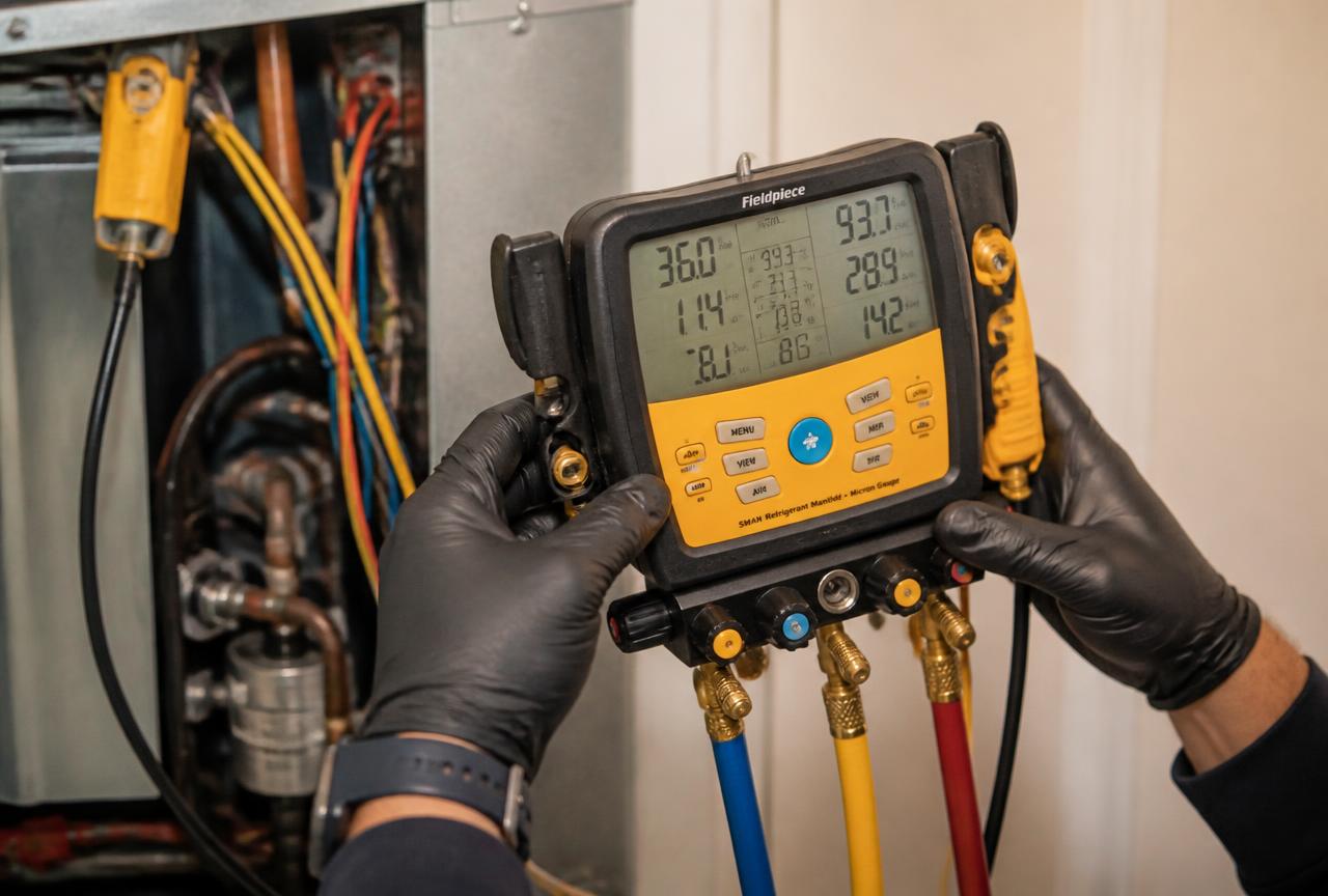 Duffyy's HVAC technician performing heating service work in the New Orleans area